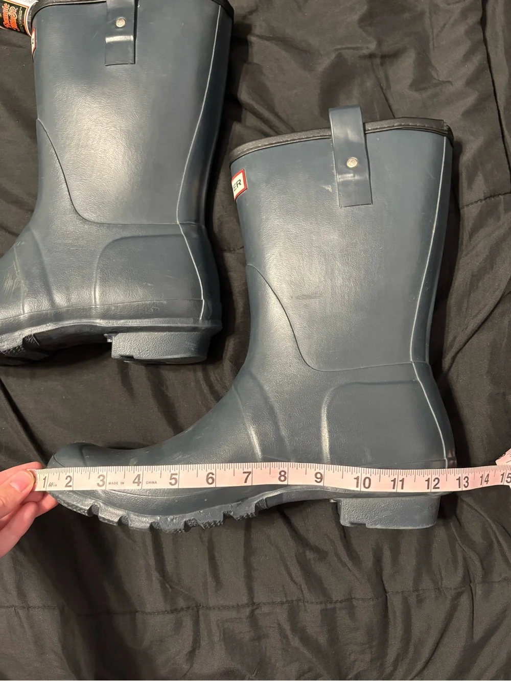 Hunter Navy Matte Tall Rain Boots with Logo